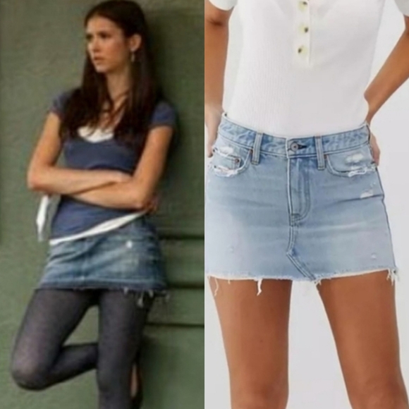 Elena Gilbert A&F Micro Mini Light Wash Skirt As Seen On Vampire Diaries - Picture 1 of 6